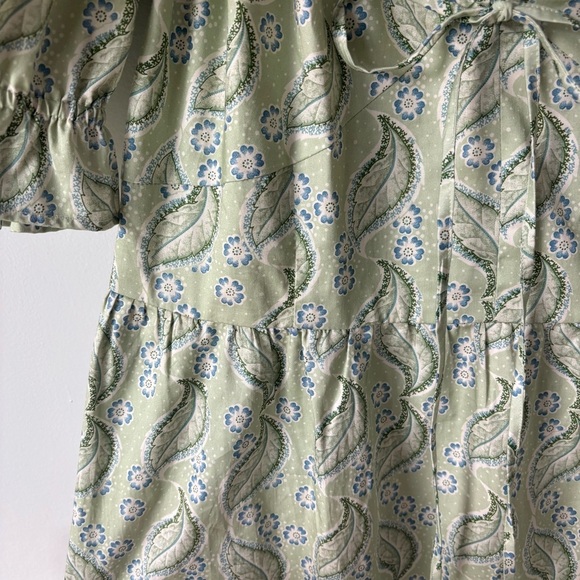 Hill House Home Ophelia Dress Eucalyptus Floral Green Midi Dress Cottagecore - Picture 7 of 14